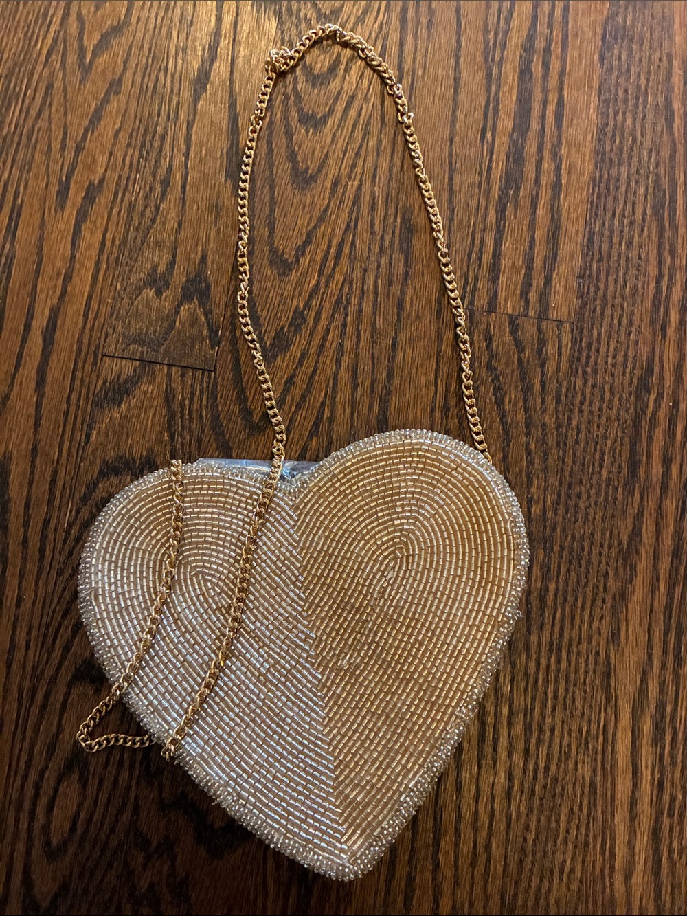 Heart-Shaped Beaded Crossbody Bag like new